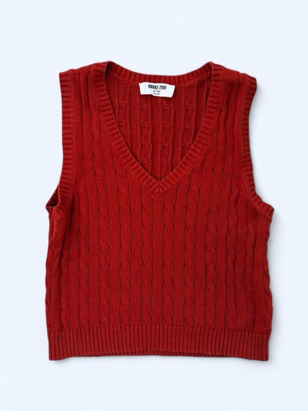 Cable-Knit V-Neck Sweater Vest crop top